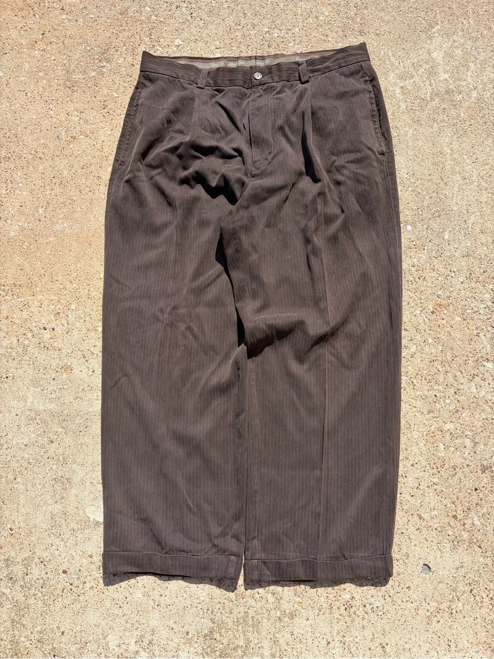 Tommy Bahama Men’s 35x27 Pleated Dress Pants Silk Wool Blend Brown Cuffed